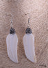 Boho Earrings, RH Dangle Earrings, White Shell Leaf Clay